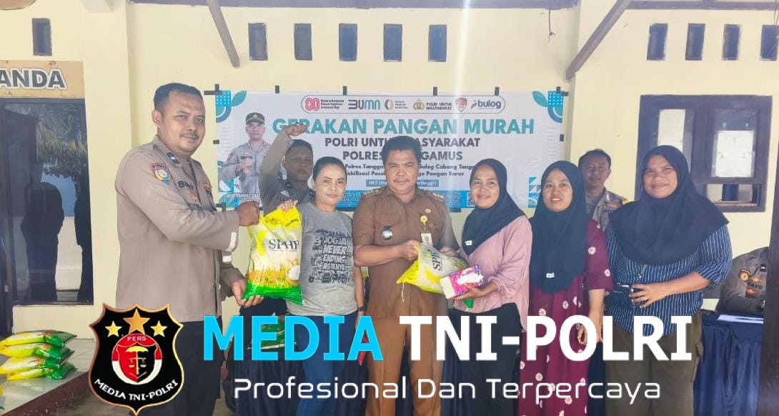 Polsek Cukuh Balak Gelar Gerakan Pangan Murah, 100 Sak Beras Ludes Terjual