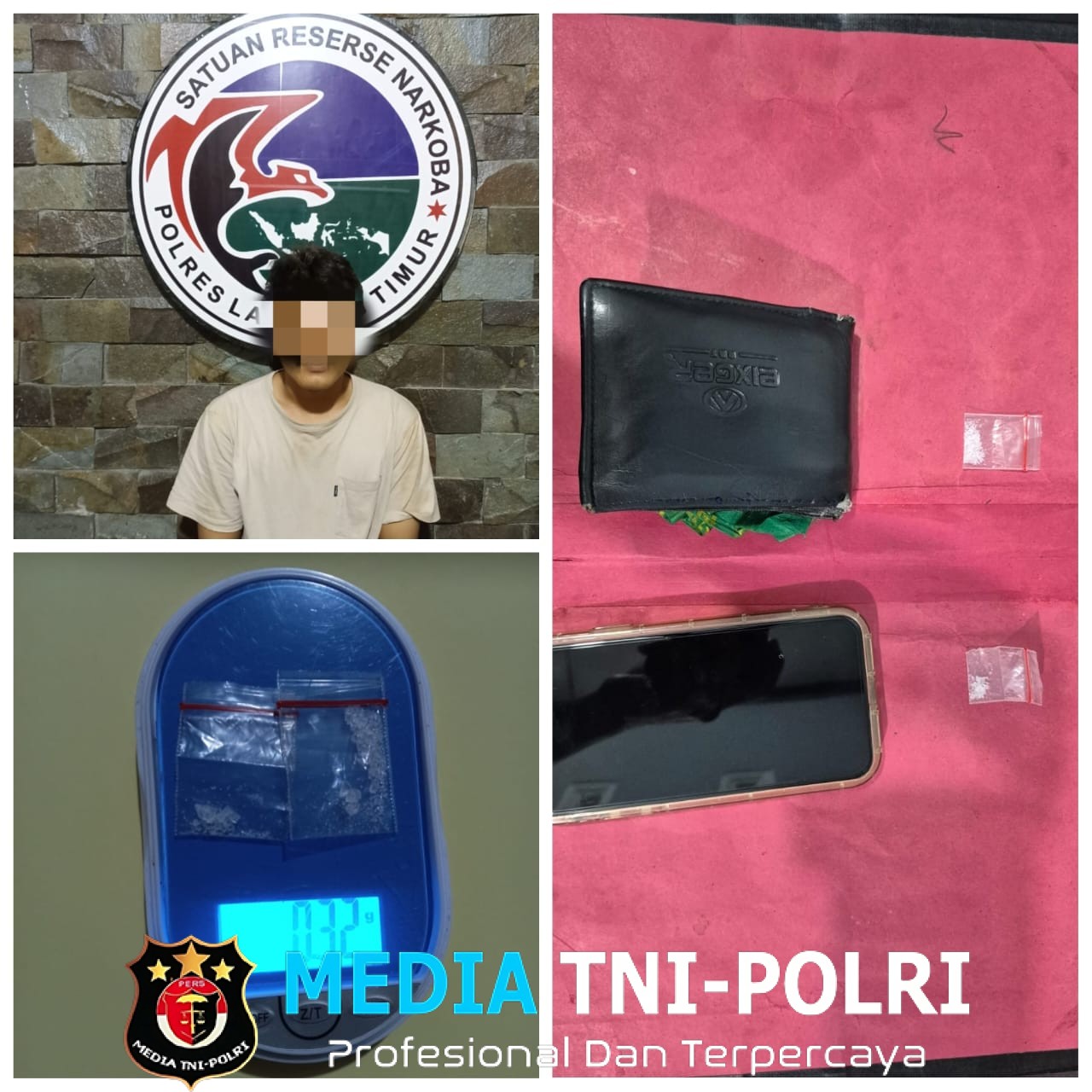 Sat Narkoba Polres Lampung Timur Mengamankan Seorang Tersangka Penyalahguna Narkotika