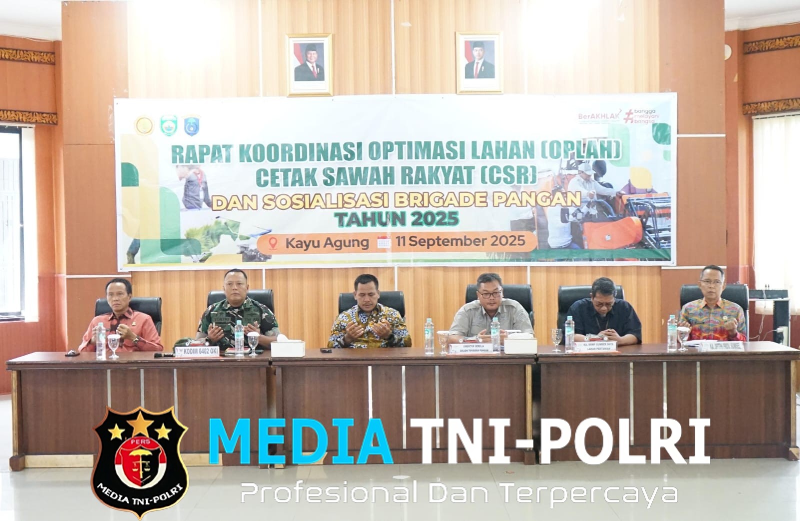 Dandim 0402/OKI Hadiri Rapat Koordinasi OPLA Cetak Sawah Rakyat dan Sosialisasi Brigade Pangan Tahun 2025