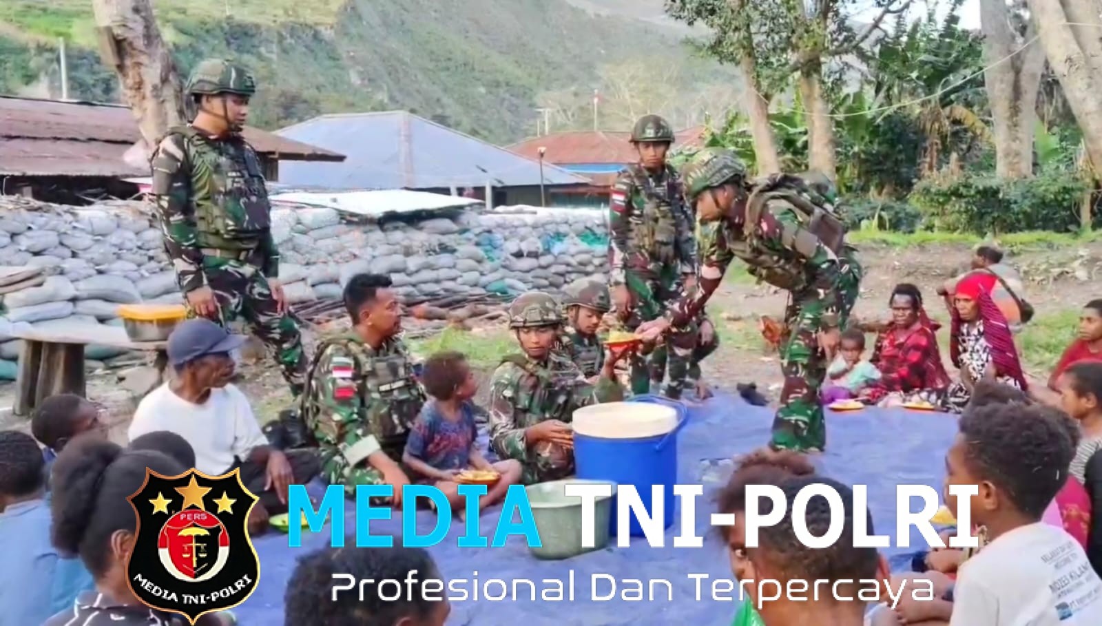 Gaya Hidup Sehat Satgas Yonif 521/DY Gelar Makan Bersama Di Distrik Kurima