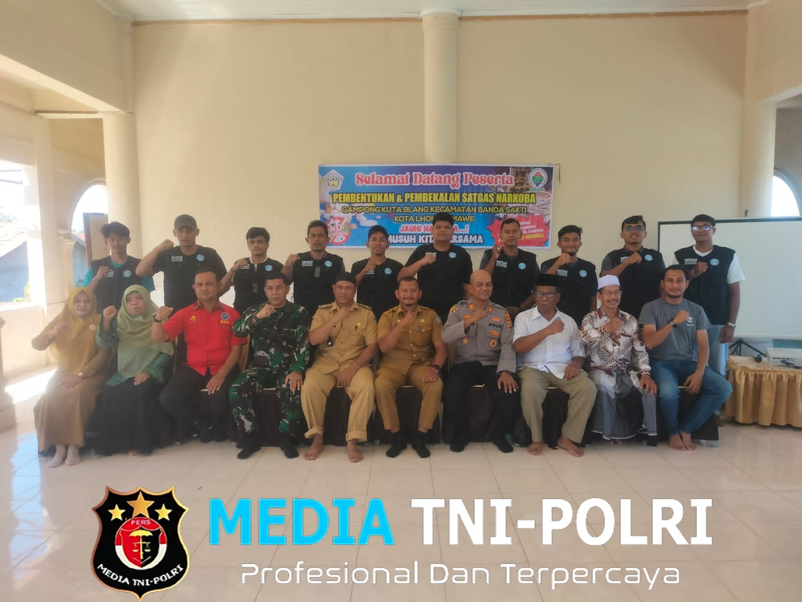 Danramil 16/Banda Sakti Hadiri Pembentukan dan Pembekalan Satgas Narkoba di Desa Kutablang