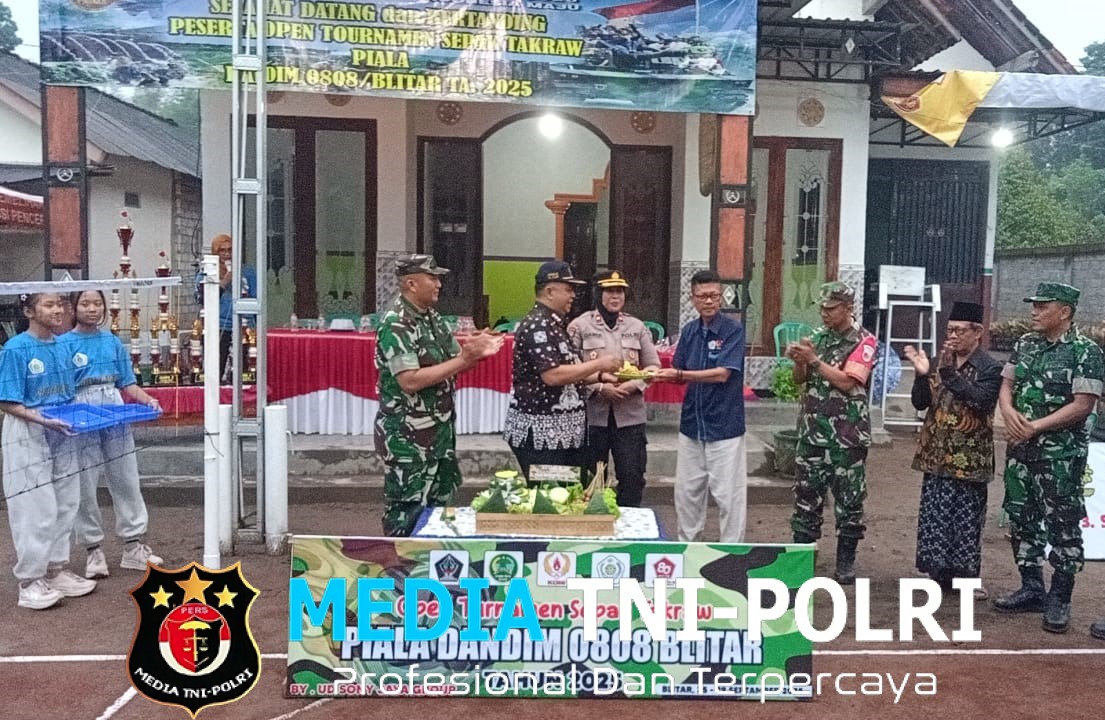 Semarak HUT TNI Ke 80, Kodim 0808 Gelar Turnamen Sepak Takraw Di Blitar