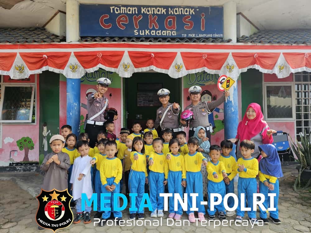 Kunjungi TK Cerkasi, Satlantas Polres Lampung Timur Kenalkan Tertib Lalu Lintas Sejak Dini