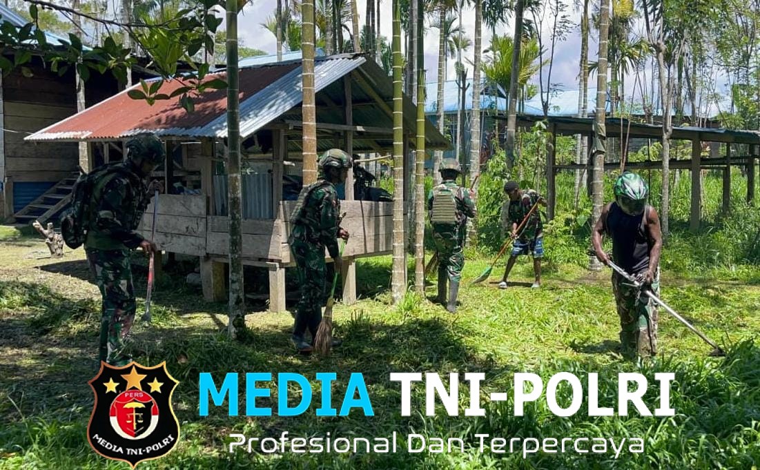 Pererat Hubungan dan Jalin Silaturahmi, Satgas Yonif 521/DY Laksanskan Anjangsana dan Karya Bhakti Bersama Warga Distrik Kobagma