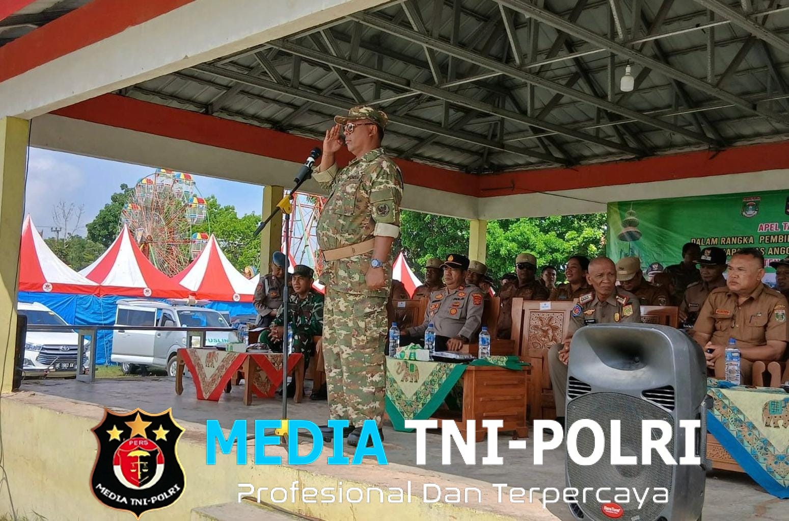 Kapolsek Seputih Raman Hadiri Apel Tahunan dan Pembinaan Linmas, Ini Pesannya