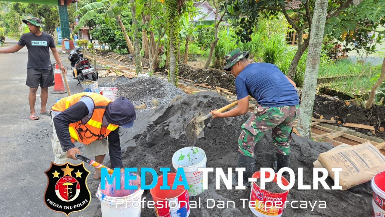 Satgas TMMD ke-126 Kodim 0818/Malang-Batu Percepat Pengecoran Drainase di Desa Lebakharjo, Wujud Nyata Kemanunggalan TNI dan Rakyat
