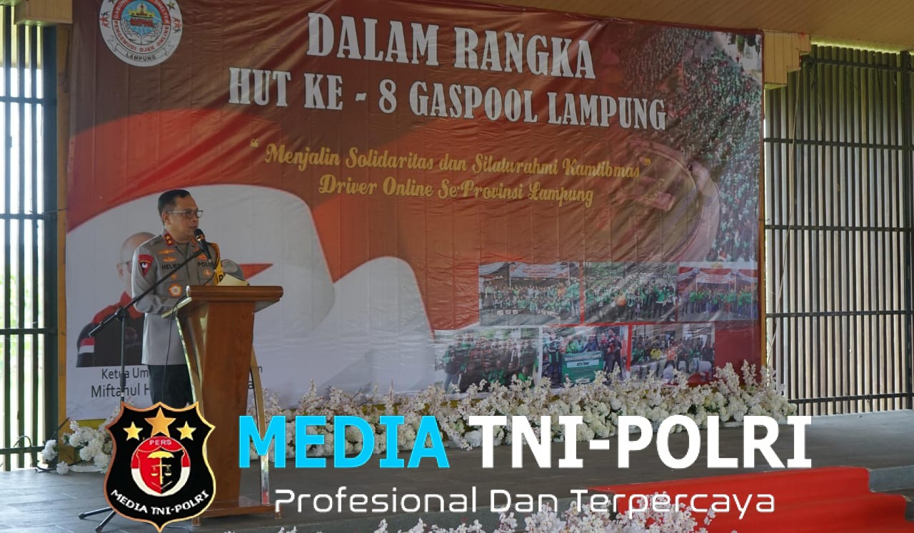 Kapolda Lampung Hadiri HUT KE-8 Gaspool Lampung, Apresiasi Kontribusi Driver Online Jaga Kamtibmas