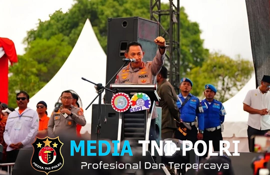 Kapolri Hadiri Apel Akbar Kebangsaan Buruh Indonesia di Bekasi, Ajak Dukung Kebijakan Pemerintah