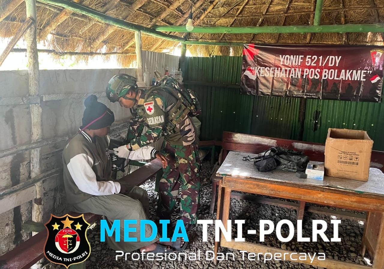 Kesehatan Pos TNI Satgas Yonif 521/DY Buka Layanan Kesehatan Gratis di Distrik Bolakme