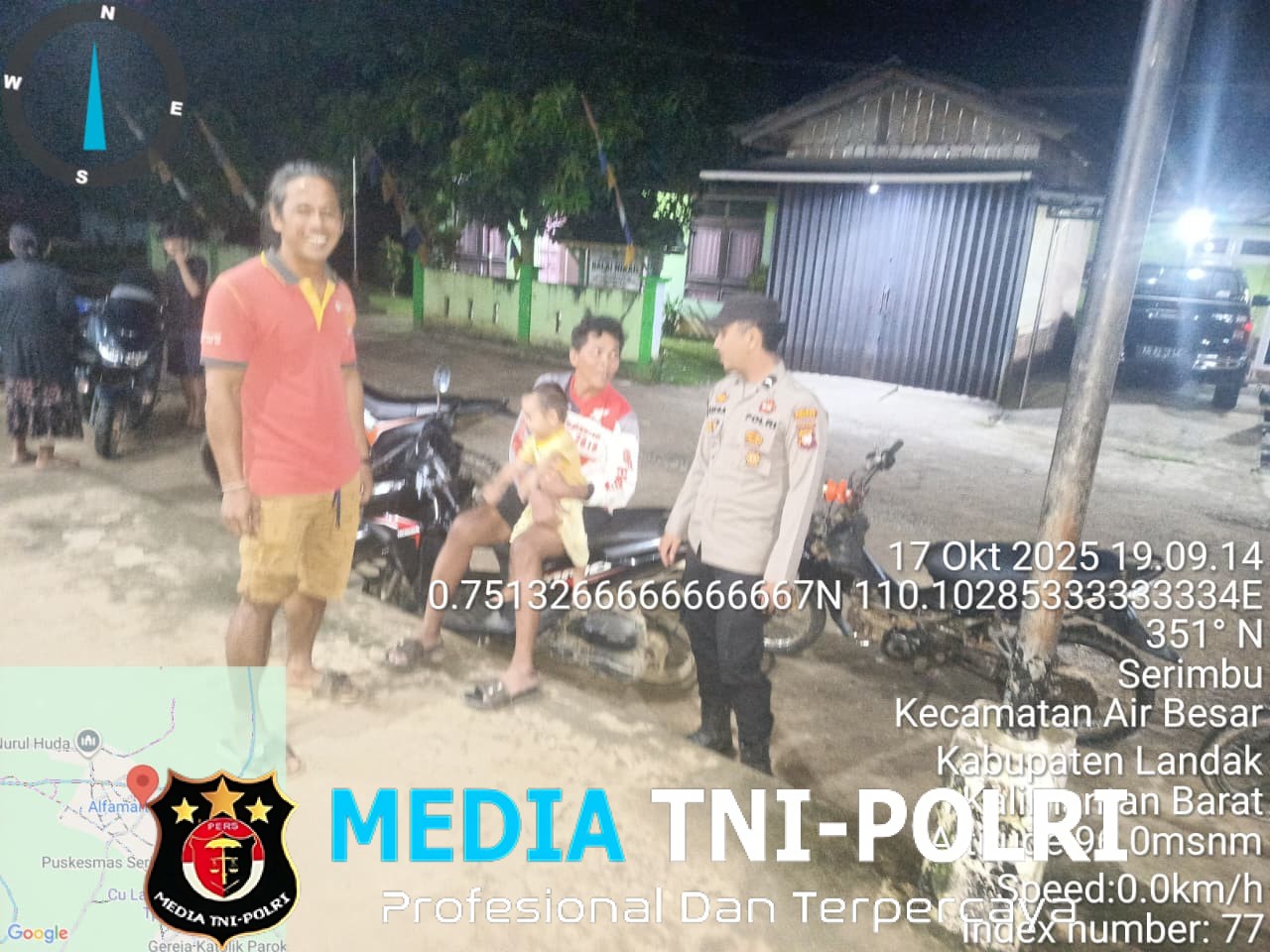 Jaga Stabilitas Kamtibmas, Polsek Air Besar Laksanakan Patroli Dialogis di Desa Sepangah dan Serimbu