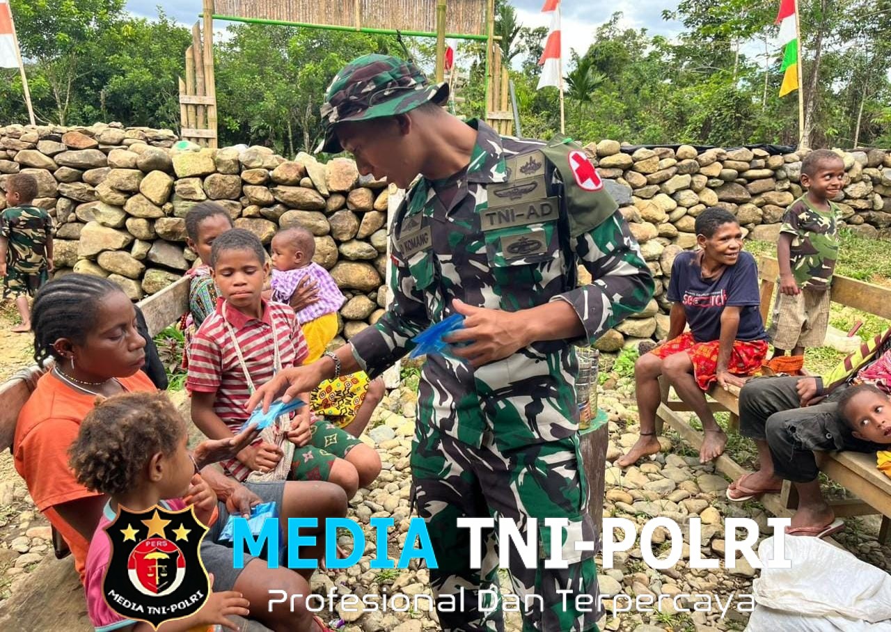 Pos Selal Satgas Yonif 751/VJS Layani Pengobatan Warga Obati Anak Berkeluhan Gatal/Cacar dan Ibu yang Sakit Gratis