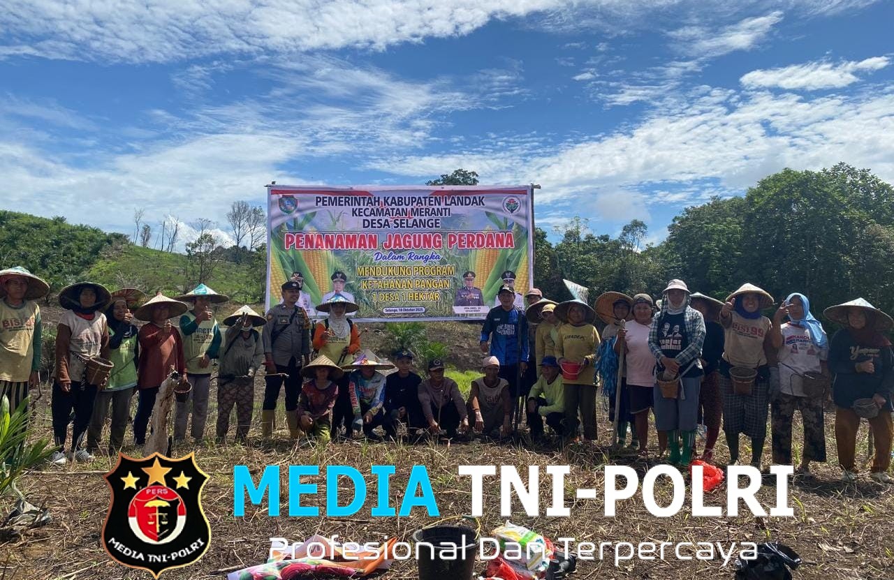 Bintara Penggerak Polsek Meranti Ikuti Kegiatan Penanaman Jagung 1 Desa 1 Hektar di Desa Salange Wilayah Kecamatan Meranti