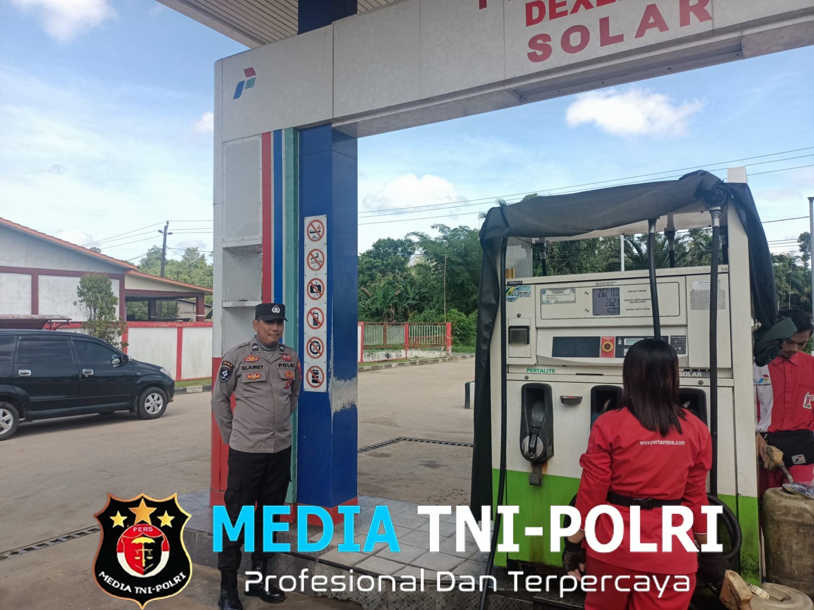 Anggota Polsek Menjalin Gelar Patroli Rutin ke SPBU