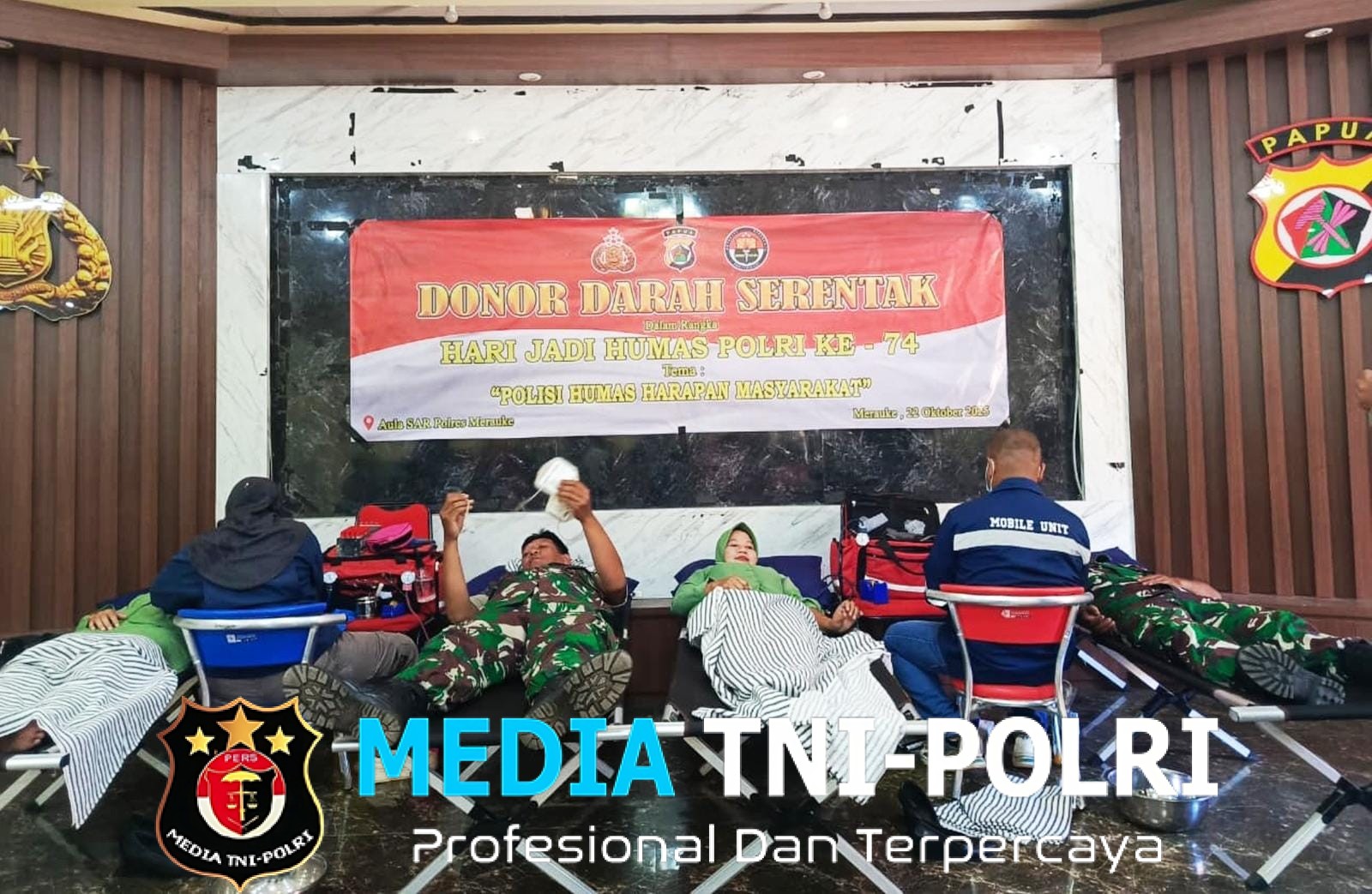 Prajurit dan Persit Kodim 1707/Merauke Donorkan Darah di Hari Jadi Humas Polri ke-74