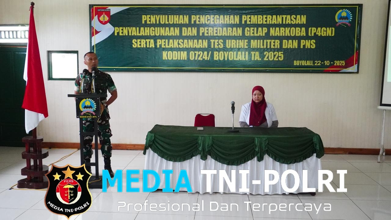 Kodim 0724/Boyolali Gelar Sosialisasi P4GN Tegaskan Komitmen Perangi Narkoba di Lingkungan TNI