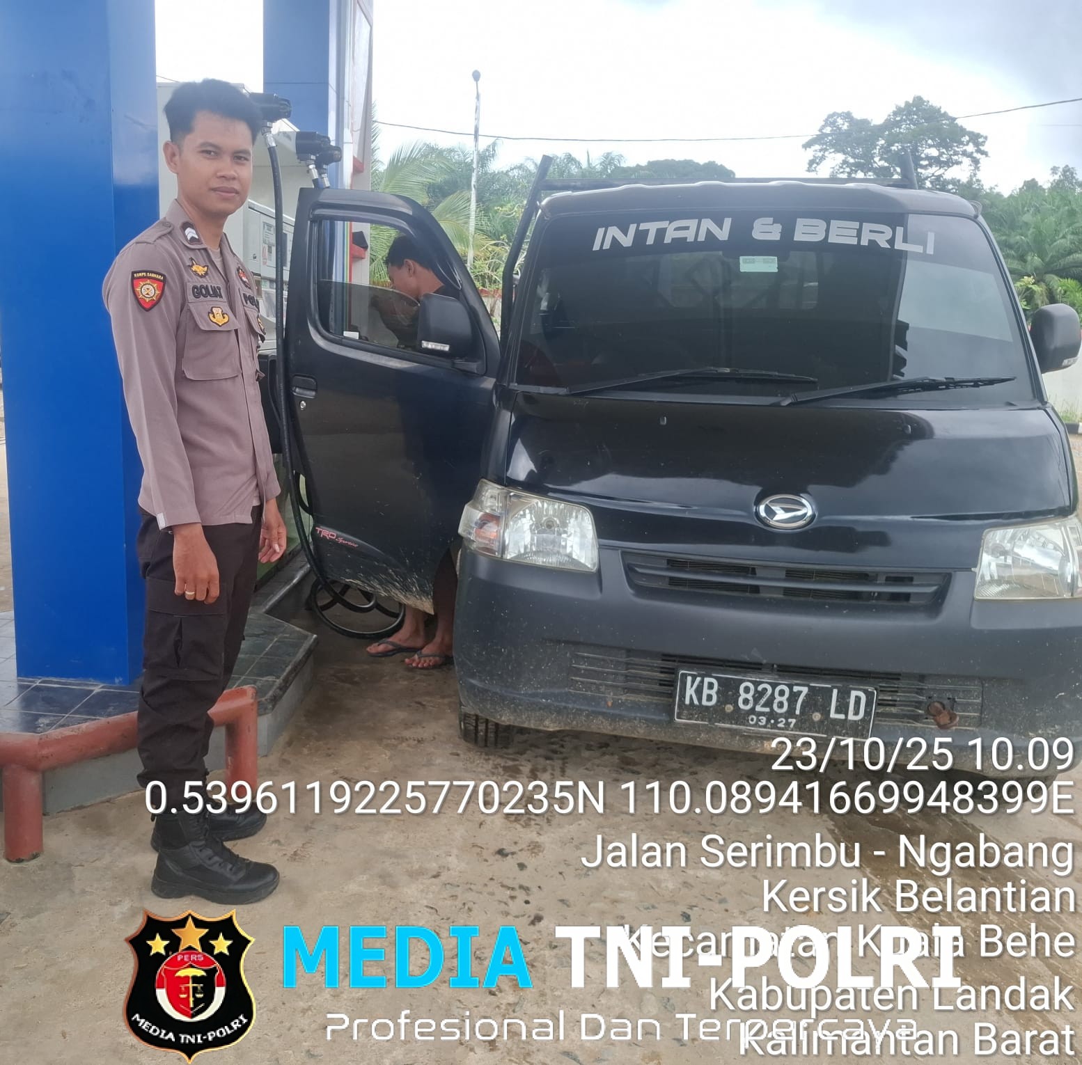 Patroli Obyek Vital, Polsek Kuala Behe Sambangi SPBU Sampaikan Pesan Kamtibmas