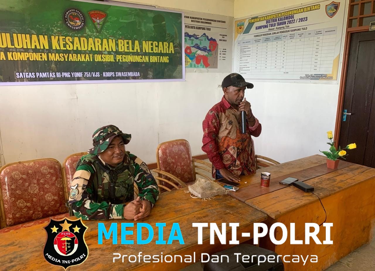 Pos Kotis Yonif 751/VJS Gelar Penyuluhan Bela Negara di Kampung Tulo
