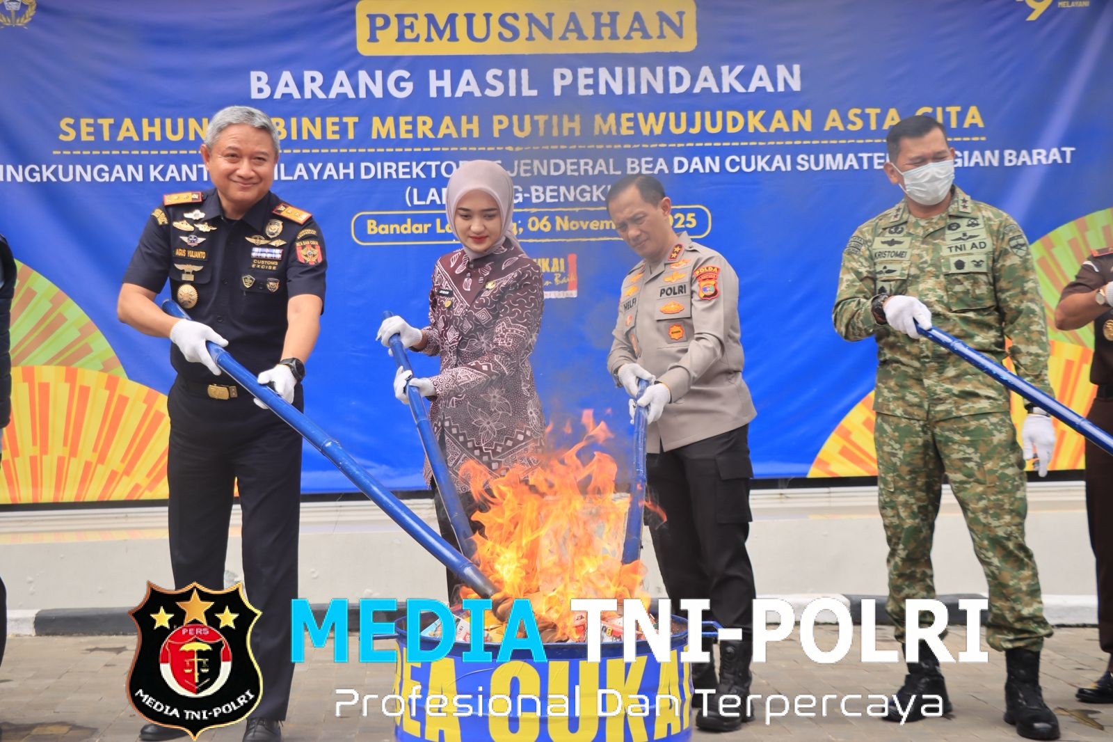 Puluhan Juta Batang Rokok Dan Ribuan Liter Miras Dimusnahkan, Polda Lampung dan Beacukai Sinergi Berantas Barang Ilegal