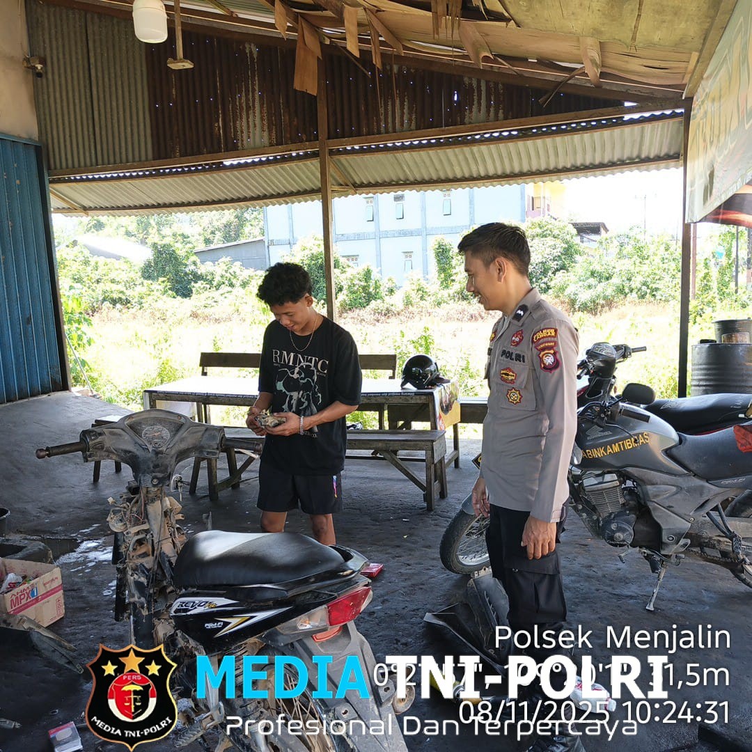 Polsek Menjalin Sambangi Bengkel Motor Himbau Bengkel Agar Tidak Melayani Pemasangan Knalpot Brong