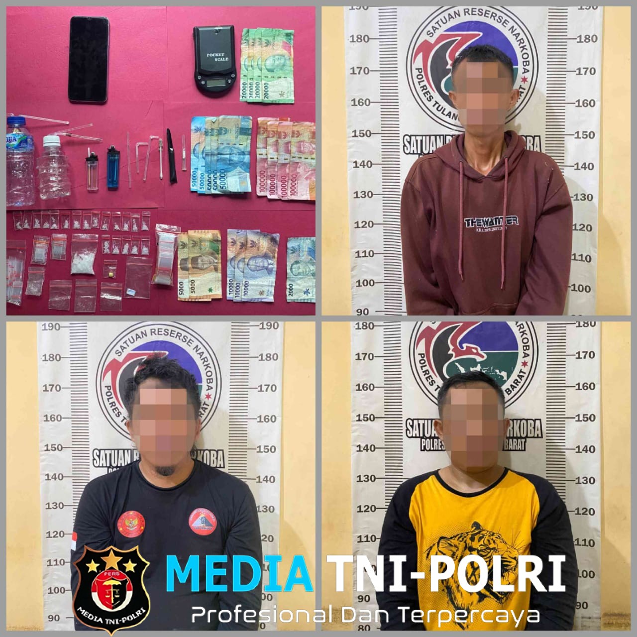 Satresnarkoba Polres Tulang Bawang Barat Berhasil Amankan Tiga Pria diduga Pelaku Penyalahgunaan Narkotika