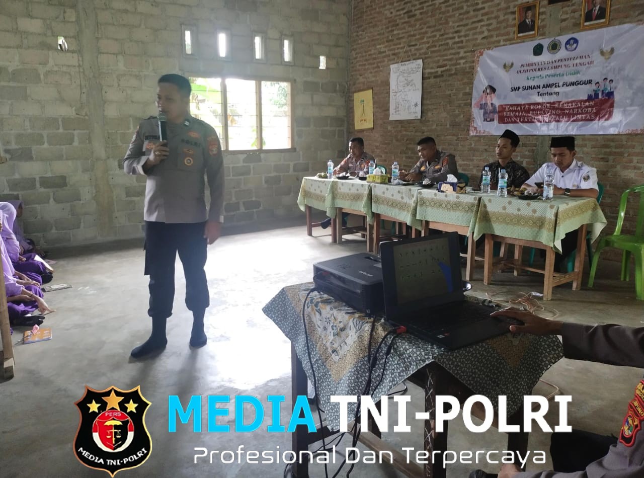 Kunjungi SMP Sunan Ampel Punggur, Polres Lampung Tengah Edukasi Kenakalan Remaja dan Pencegahan Radikalisme