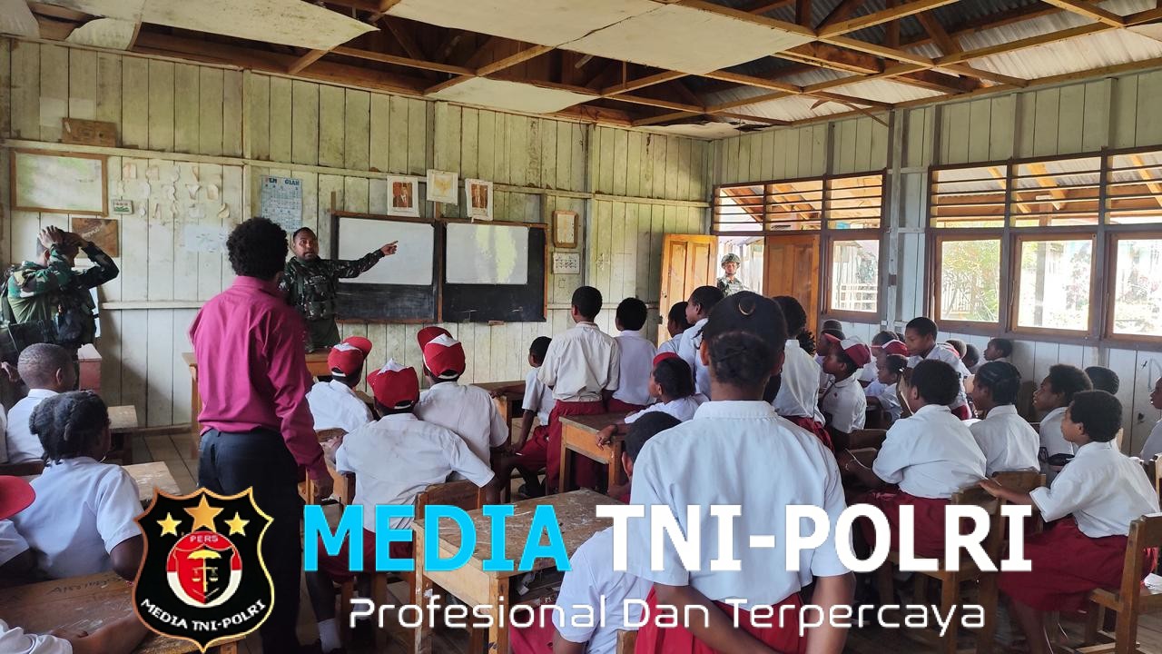 Satgas Pamtas Yonif 751/VJS Beri Wawasan Kebangsaan di SD Inpres Tarub Tanamkan Cinta NKRI Sejak Dini