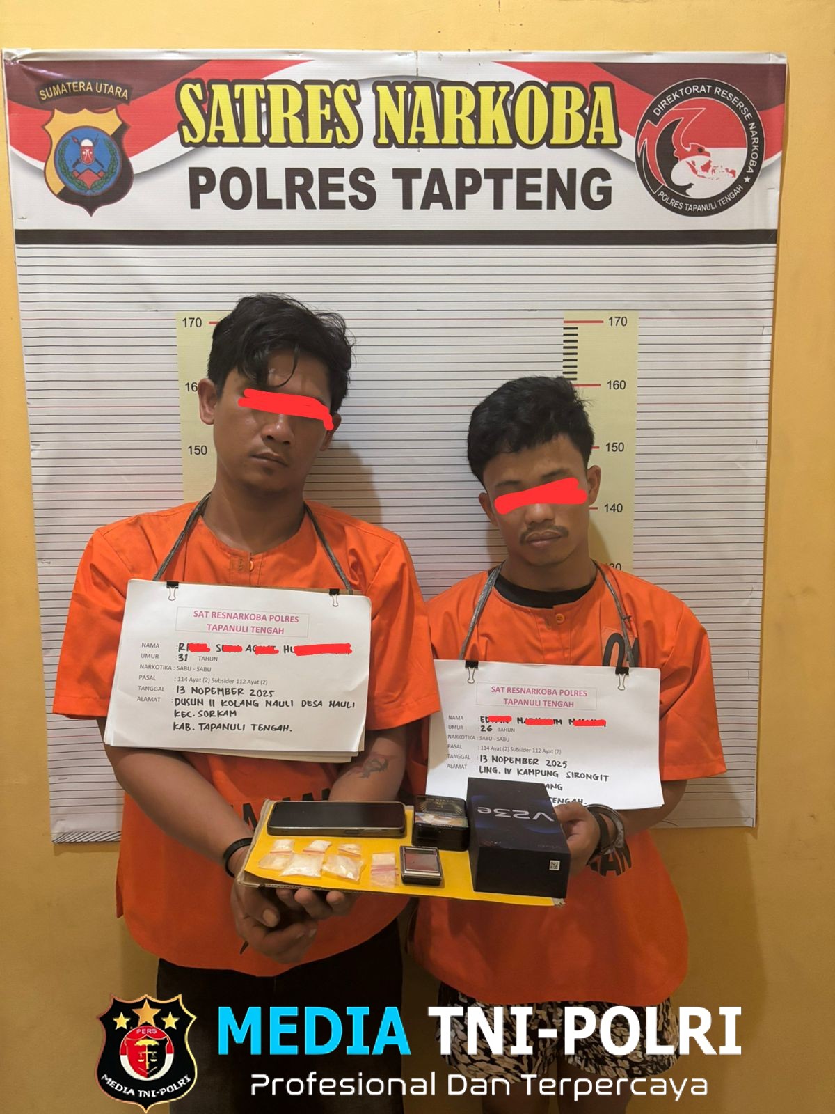 Dua Pengedar Narkoba Ditangkap di Tapteng dan Sibolga, Sabu Bruto 12,61 Gram Disita