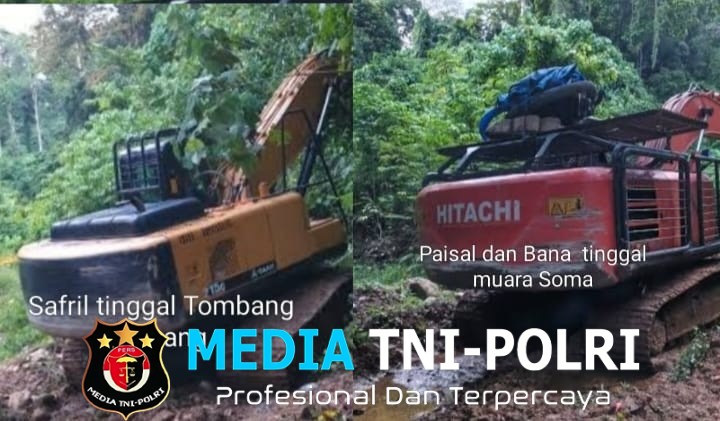 Operasi Senyap Mabes Polri di Madina Dua Excavator PETI Dipasangi Police Line