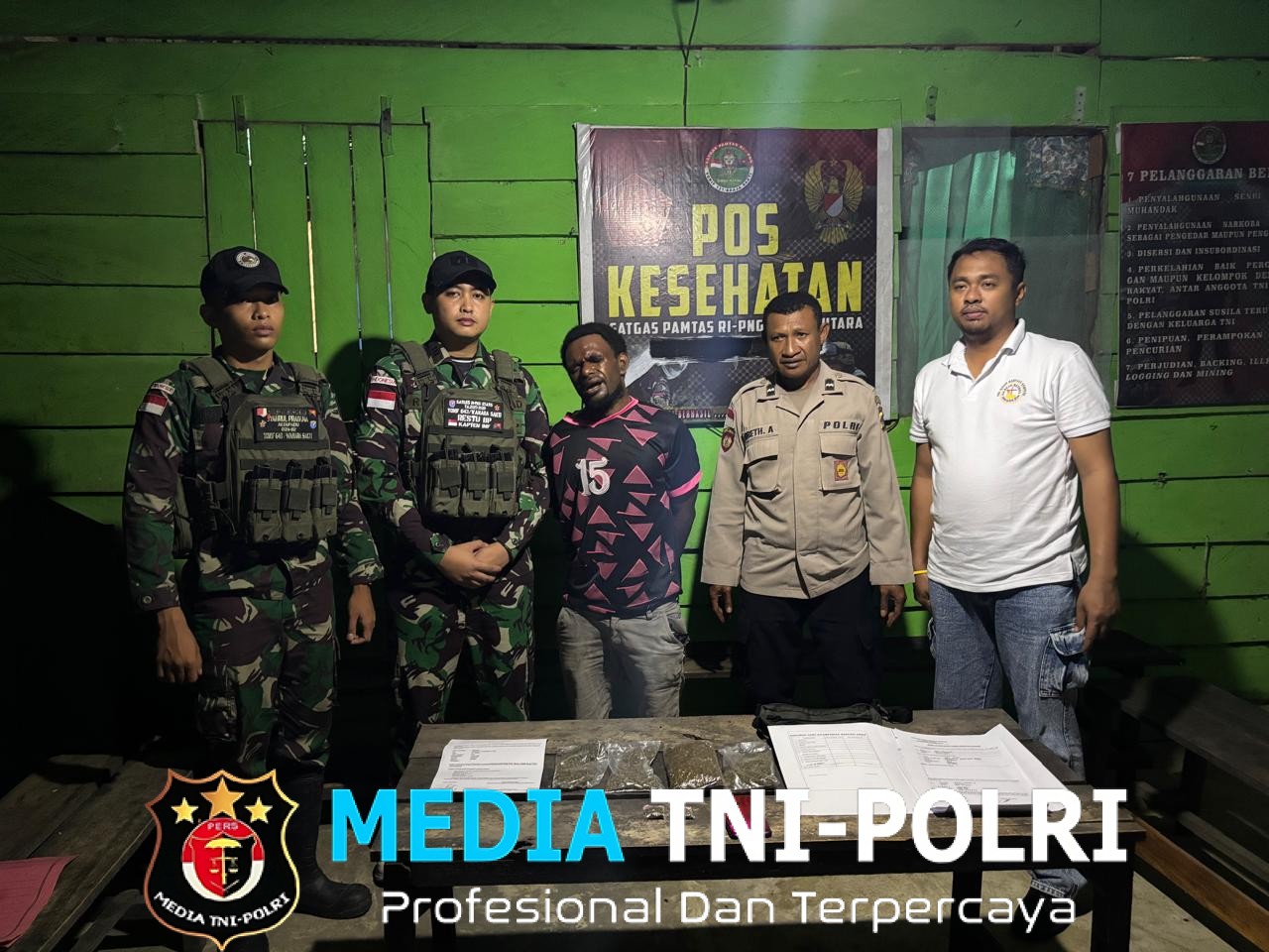 Terus Berkomitmen Menjaga Wilayah Perbatasan Papua, Satgas Pamtas RI-PNG Statis Yonif 643/Wns Gagalkan Peredaran Narkotika