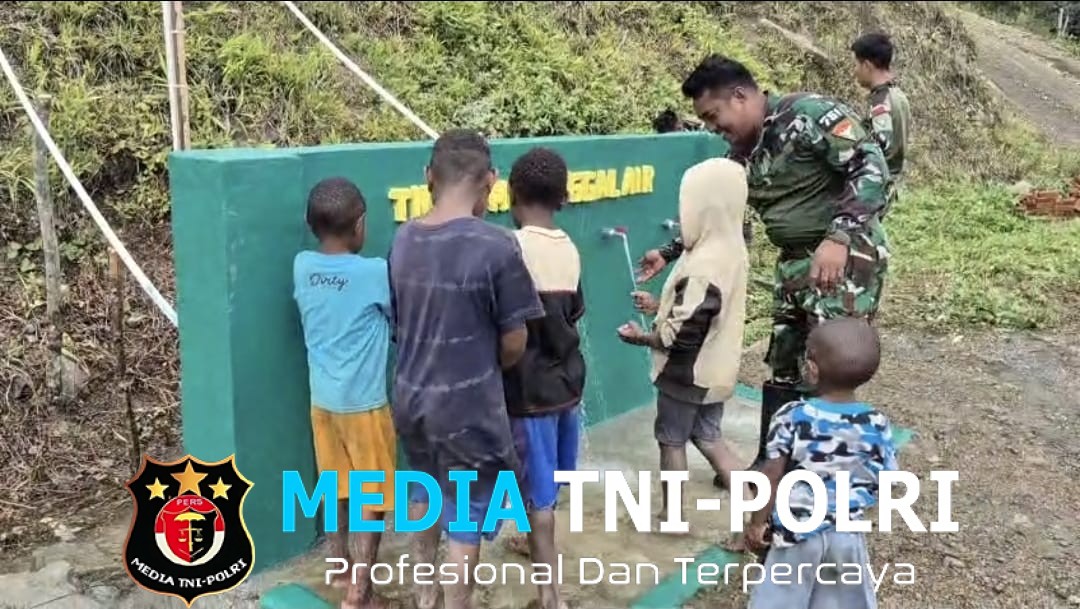 Satgas Yonif 751/VJS Gelar “TNI AD Manunggal Air” di Distrik Bulangkop Cegah Kekeringan, Pastikan Akses Air Bersih Warga Perbatasan