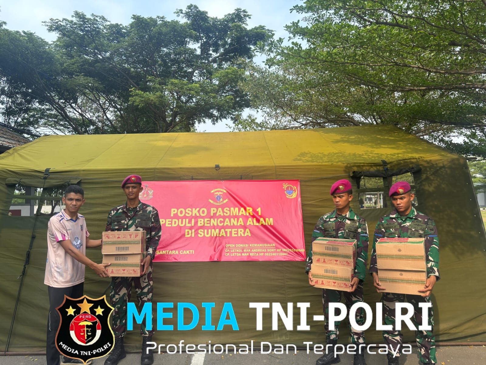 Pasmar 1 Dirikan Posko Bantuan Kemanusiaan Untuk Bancana Alam di Sumatera