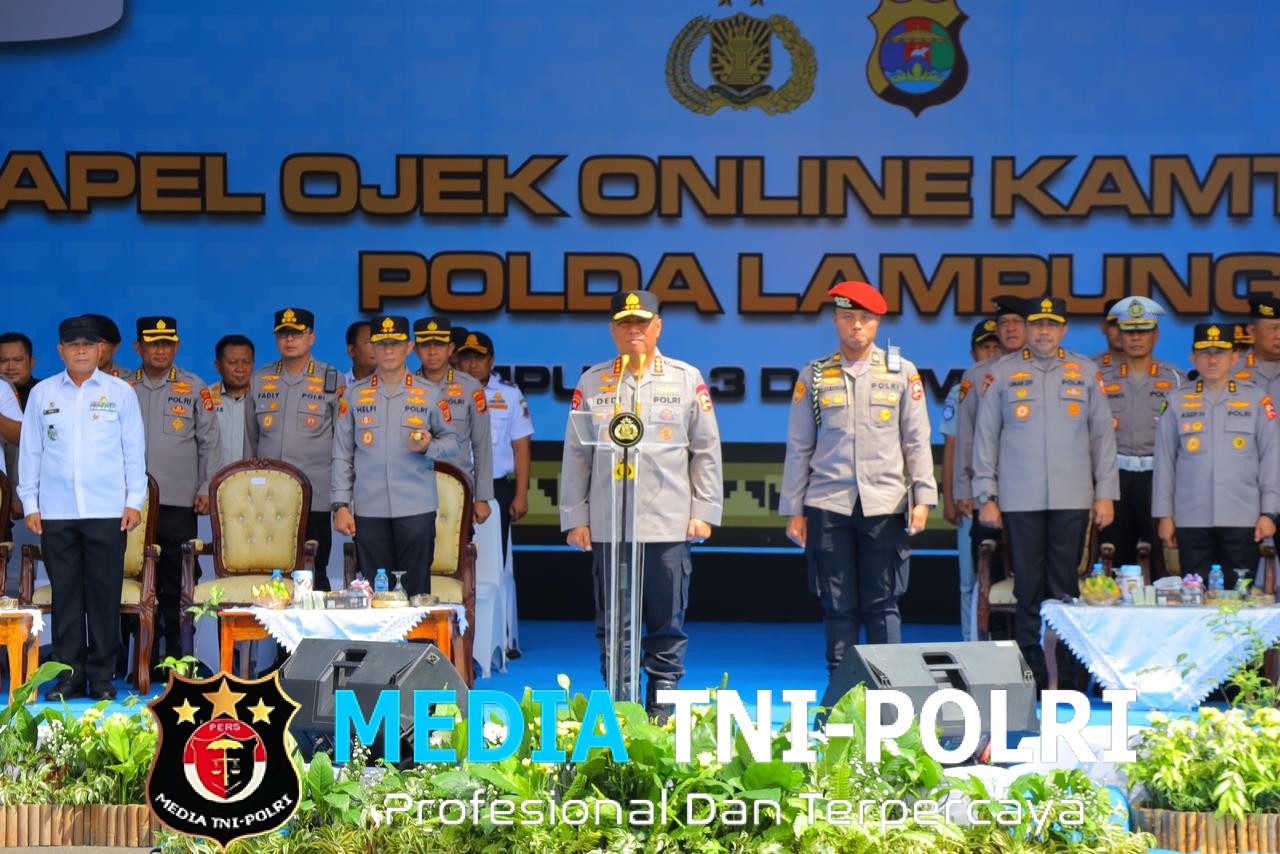 Perkuat Kemitraan dengan Ojek Online Polda Lampung Gelar Baksos dan Bakkes Pada Apel Ojol Kamtibmas Nasional 2025