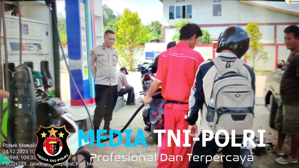 Patroli dan Sambang SPBU di Menjalin, Polsek Menjalin Pastikan Pengawasan BBM Berjalan Aman