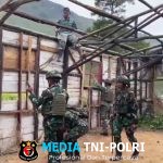 Mempererat Kemanunggalan TNI-Rakyat Satgas Yonif 521/DY Bergotong Royong di Distrik Kurima