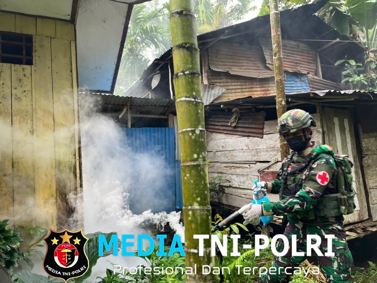 Pos Iwur Satgas Yonif 751/VJS Fogging Kampung Serukubin Cegah Malaria, Basmi Nyamuk Anopheles