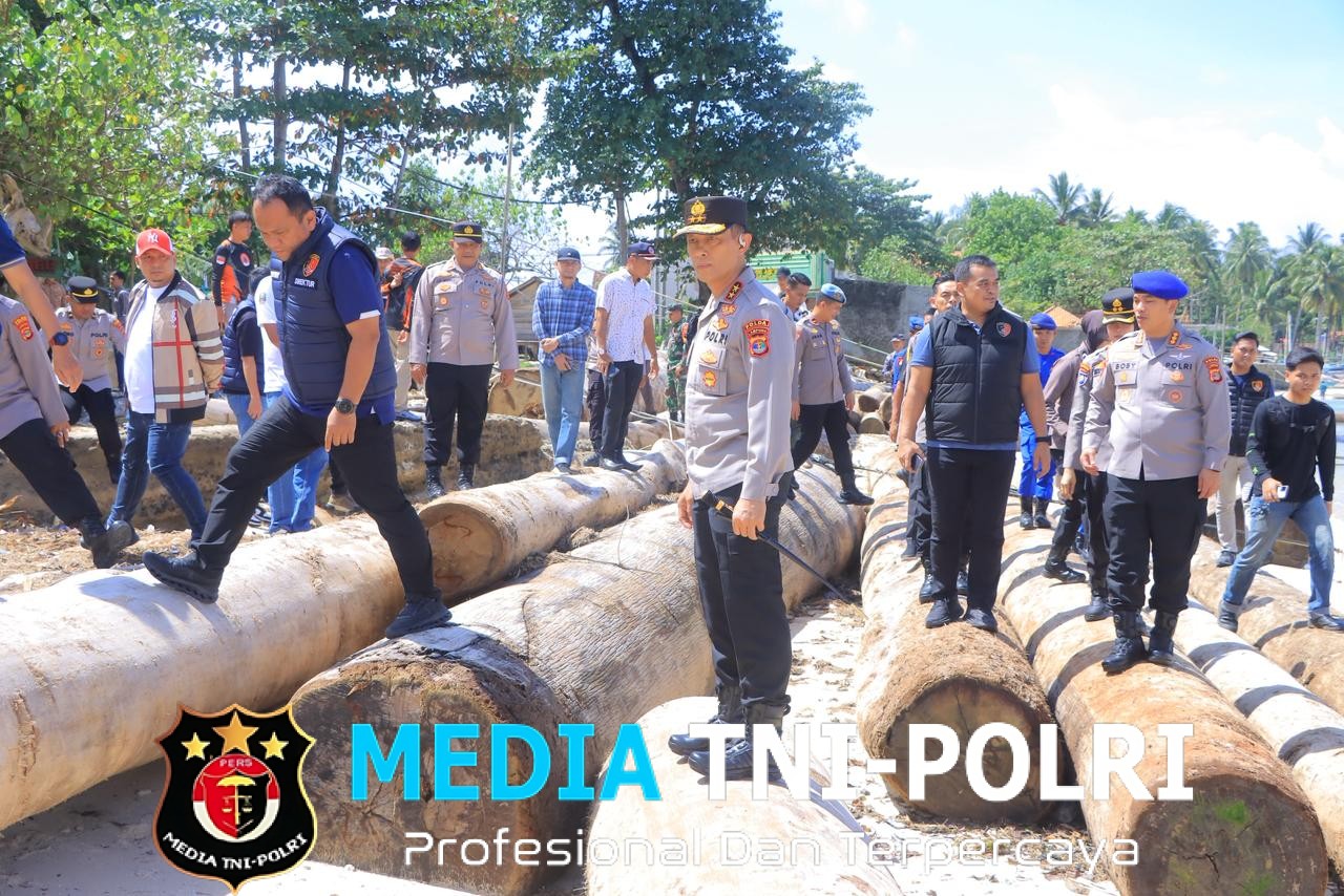 Kapolda Lampung Pantau Langsung Kapal Tongkang Kayu Diduga Ilegal Dan Ilegal Longging Di Pesisir Barat