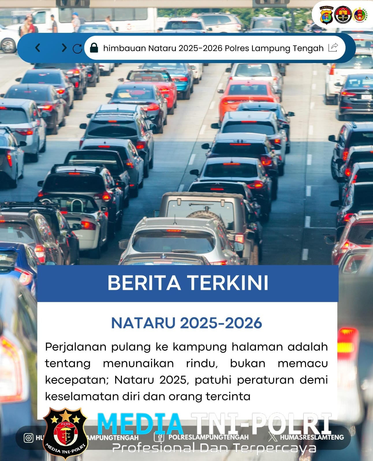 Polres Lampung Tengah Imbau Masyarakat Patuhi Peraturan Lalu Lintas Selama Libur Nataru 2025-2026