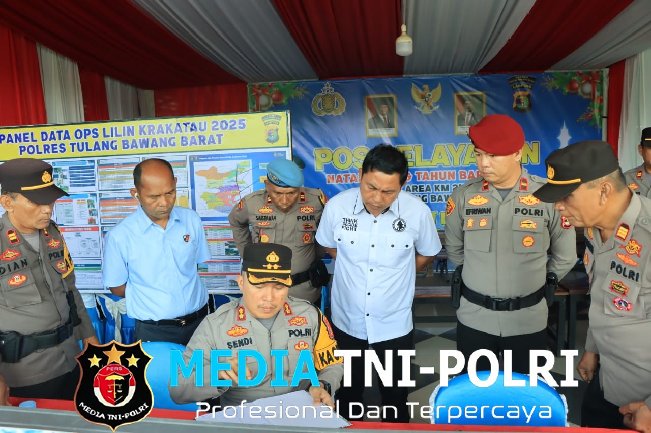 Kapolres Tulang Bawang Barat Cek dan Kontrol Pos Pelayanan (Pos Yan) Rest Area 215 Trans Tol Trans Sumatera Ops lilin Krakatau 2025