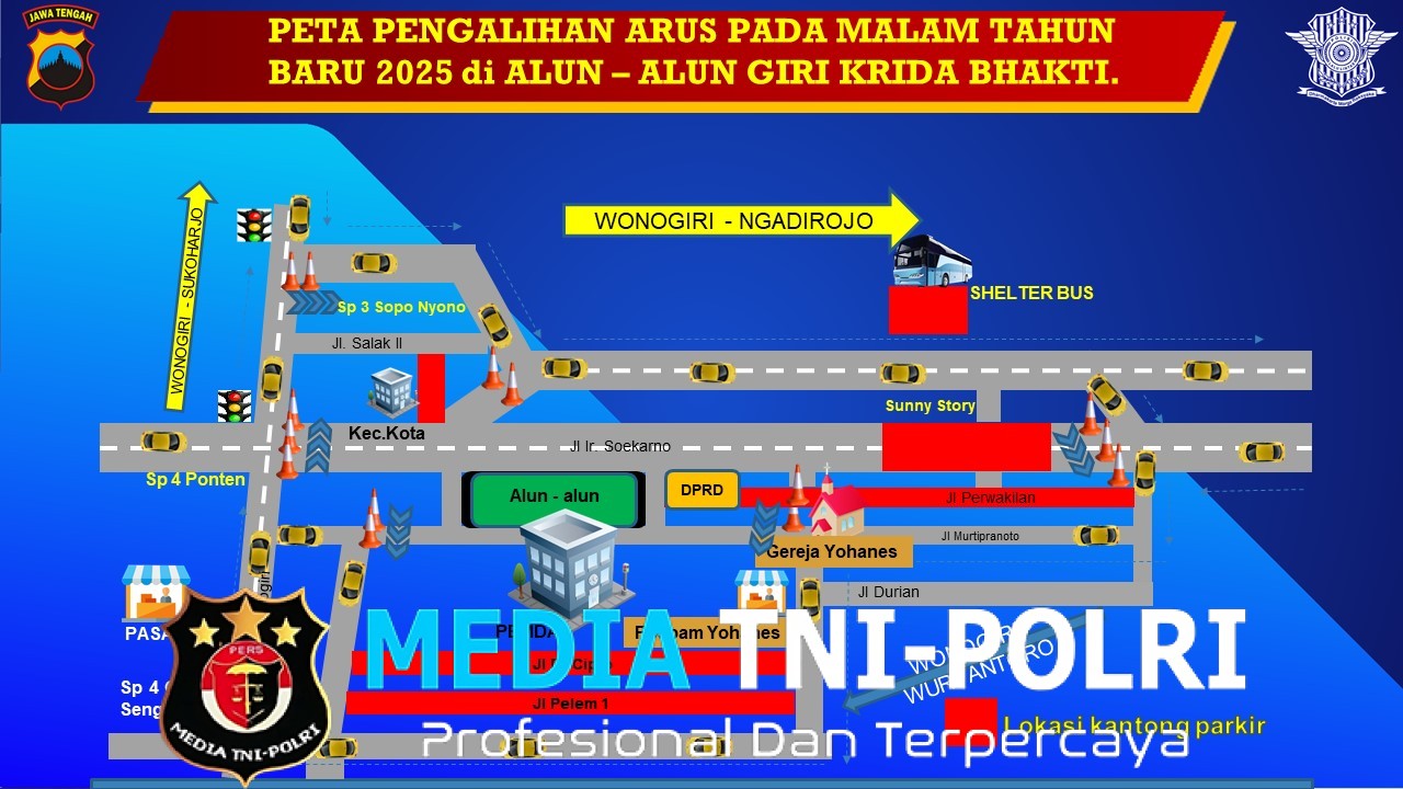 Polres Wonogiri Terapkan Pengalihan Arus Lalu Lintas Jelang Malam Pergantian Tahun 2025–2026