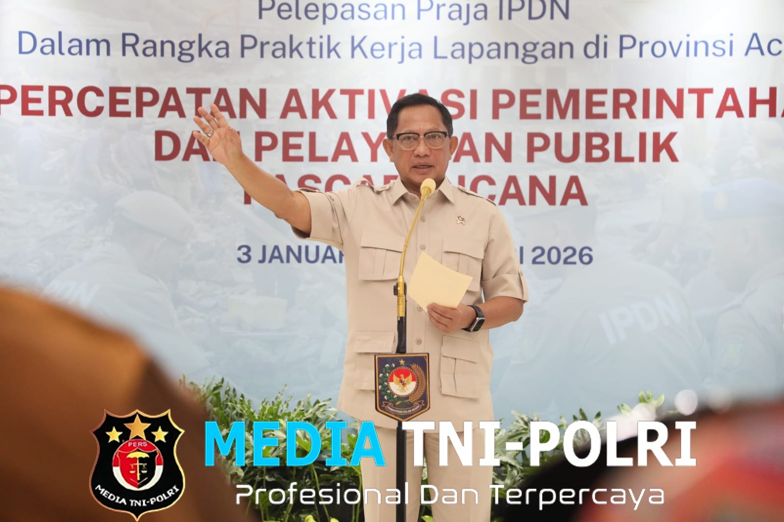 Mendagri Minta Praja IPDN Terapkan Ilmu Pemerintahan Selama Bantu Daerah Bencana