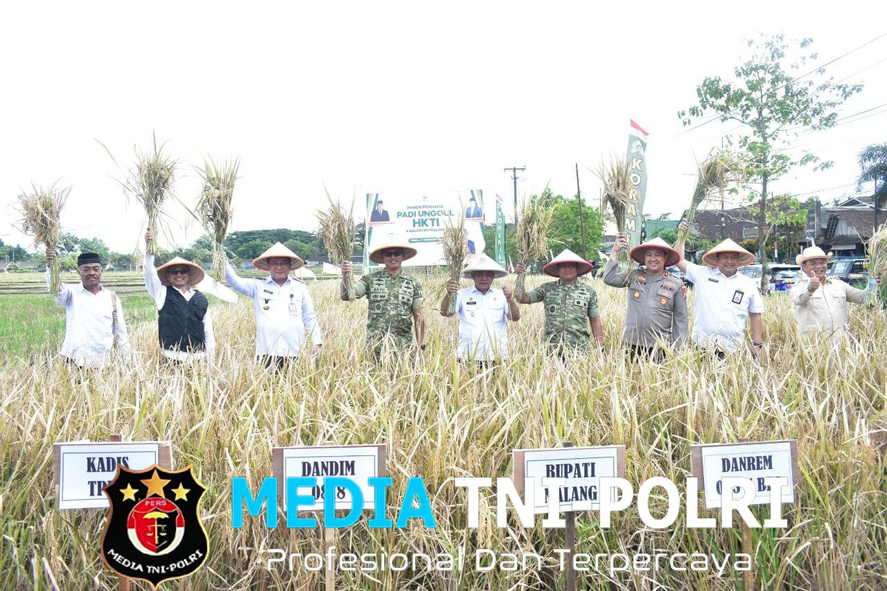 Dandim 0818/Malang-Batu Hadiri Panen Perdana Padi Unggul HKTI Kabupaten Malang