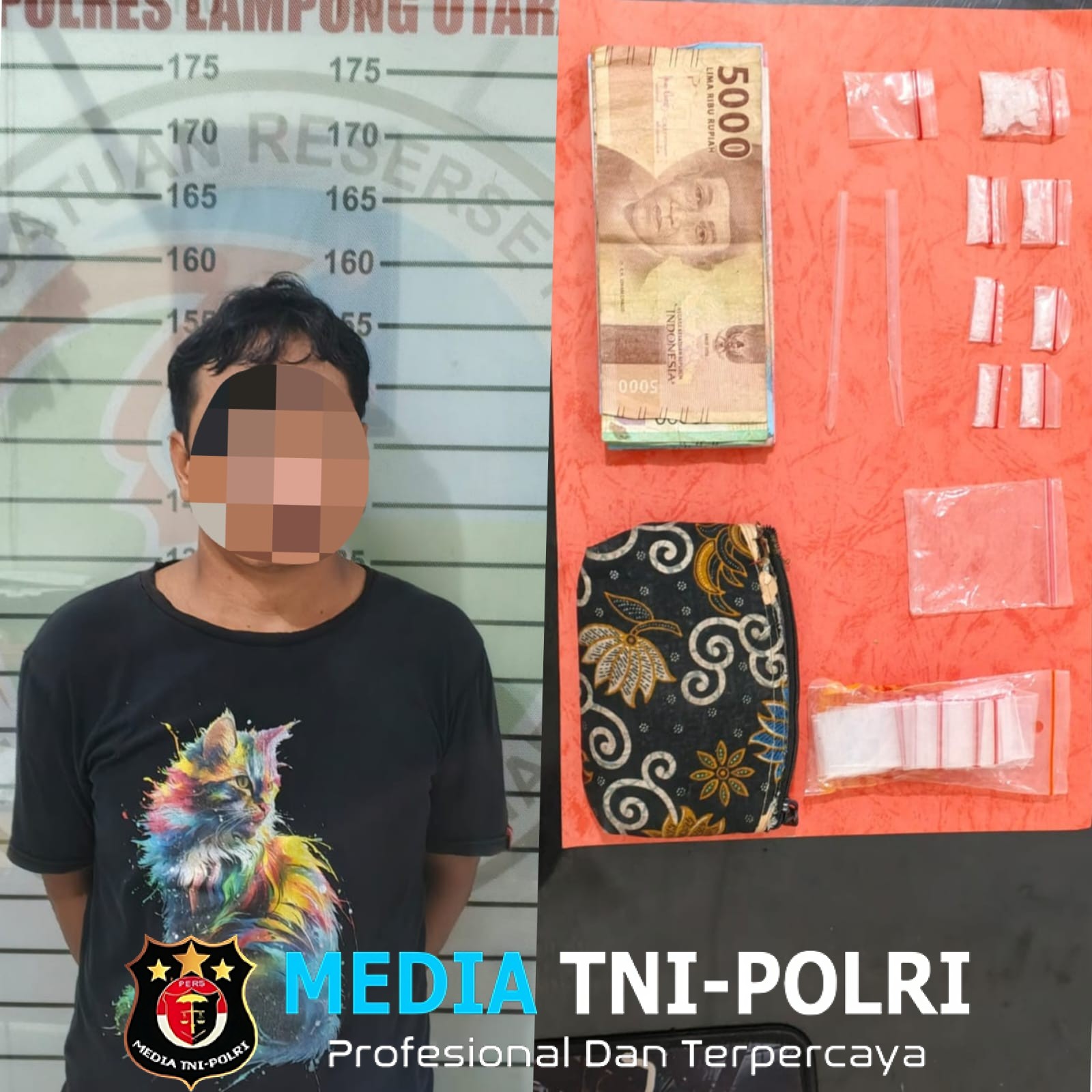 Polres Lampung Utara Ungkap Kasus Narkotika, Seorang Buruh Diamankan dengan 9 Paket Sabu