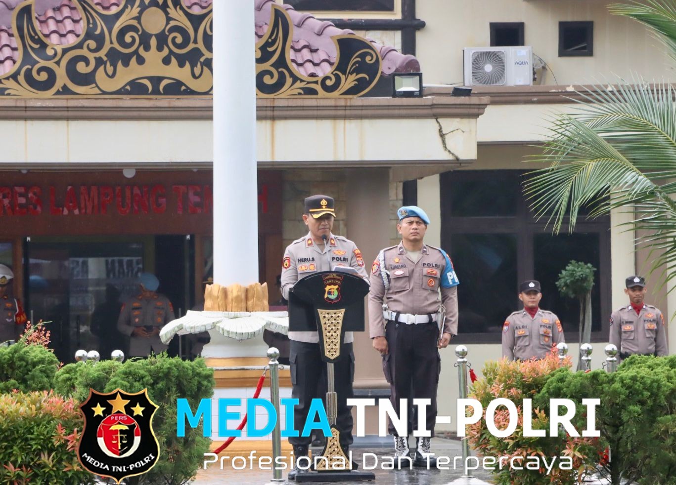 Diguyur Hujan, Polres Lampung Tengah Teguhkan Komitmen Pengabdian Lewat Upacara Kesadaran Nasional