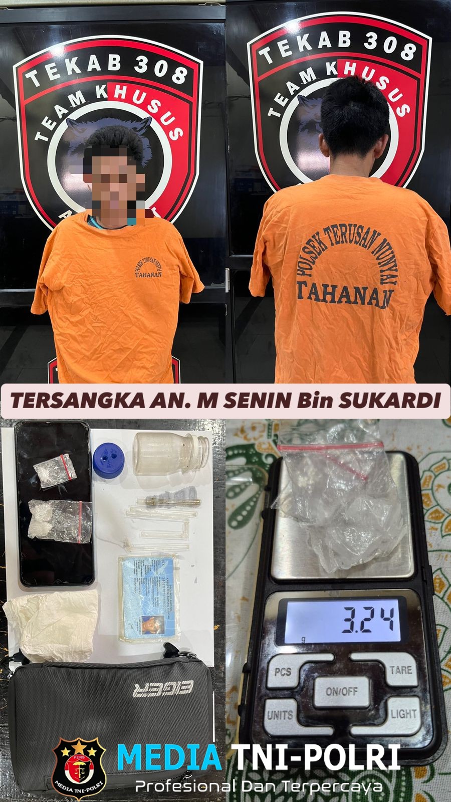 Perangi Narkoba, Polsek Terusan Nunyai Berhasil Ungkap Kasus Peredaran Narkoba Jenis Sabu-Sabu