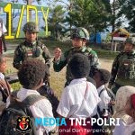 Sahabat Belajar Anak Papua Cerdas Satgas Yonif 521/DY Berbagi Kebahagiaan Bersama Generasi Bangsa di Distrik Napua