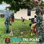 Satgas Yonif 123/Rajawali Gelar Karya Bhakti, Berikan Sentuhan Hangat pada Empat Pos di Papua Selatan  ‎