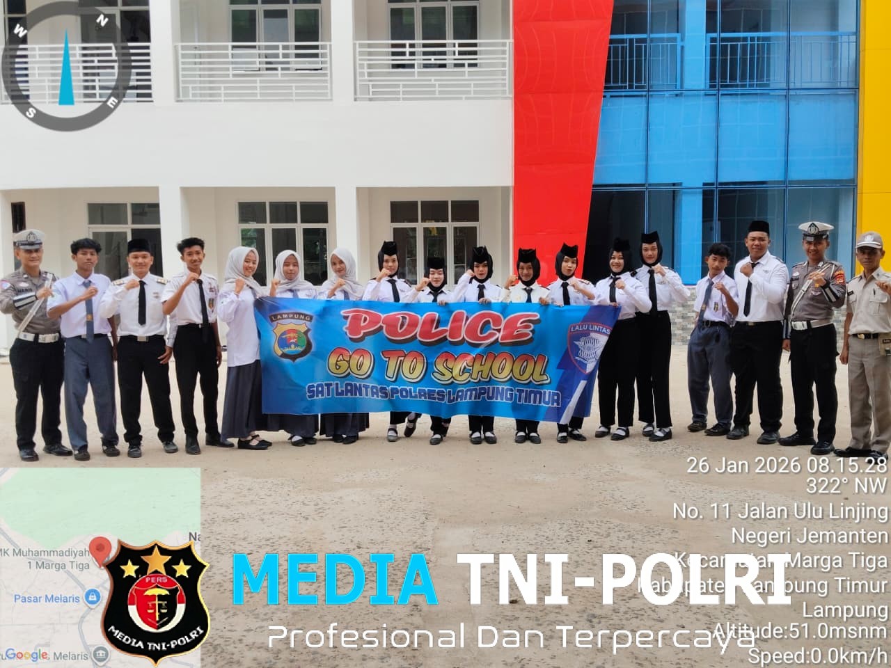 Tanamkan Kesadaran Tertib Berlalu Lintas, Personel Sat Lantas Polres Lampung Timur Jadi Pembina Upacara di SMK Muhammadiyah Marga Tiga