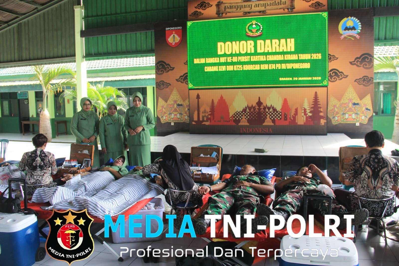 Peringati HUT Ke -80, Persit Kodim Sragen Tebar Cinta Melalui Donor Darah