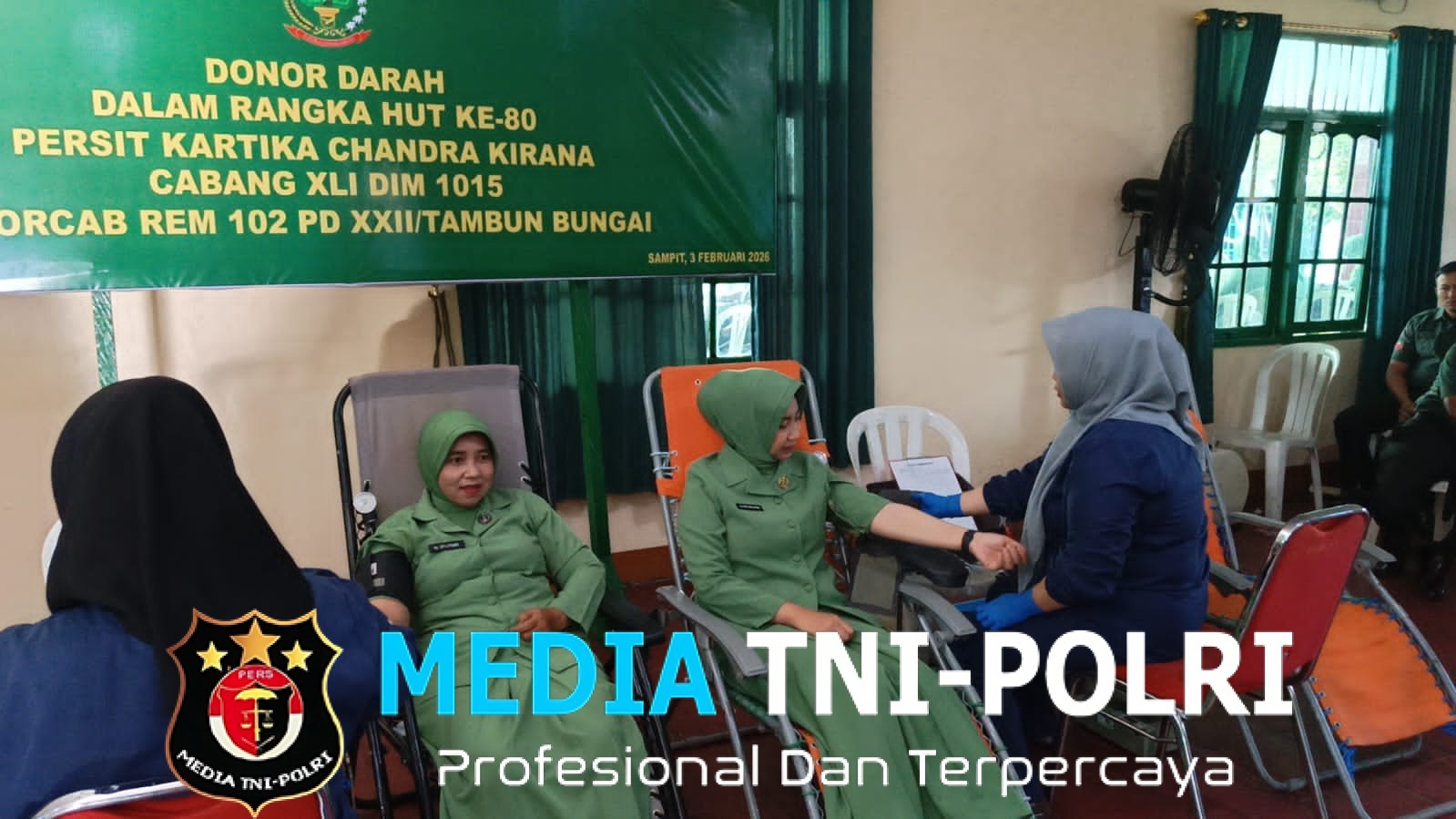 Sambut HUT Persit Ke 80,Korem 102/Pjg Bersama Kodim 1015/Sampit Gelar Bakti Sosial Donor Darah