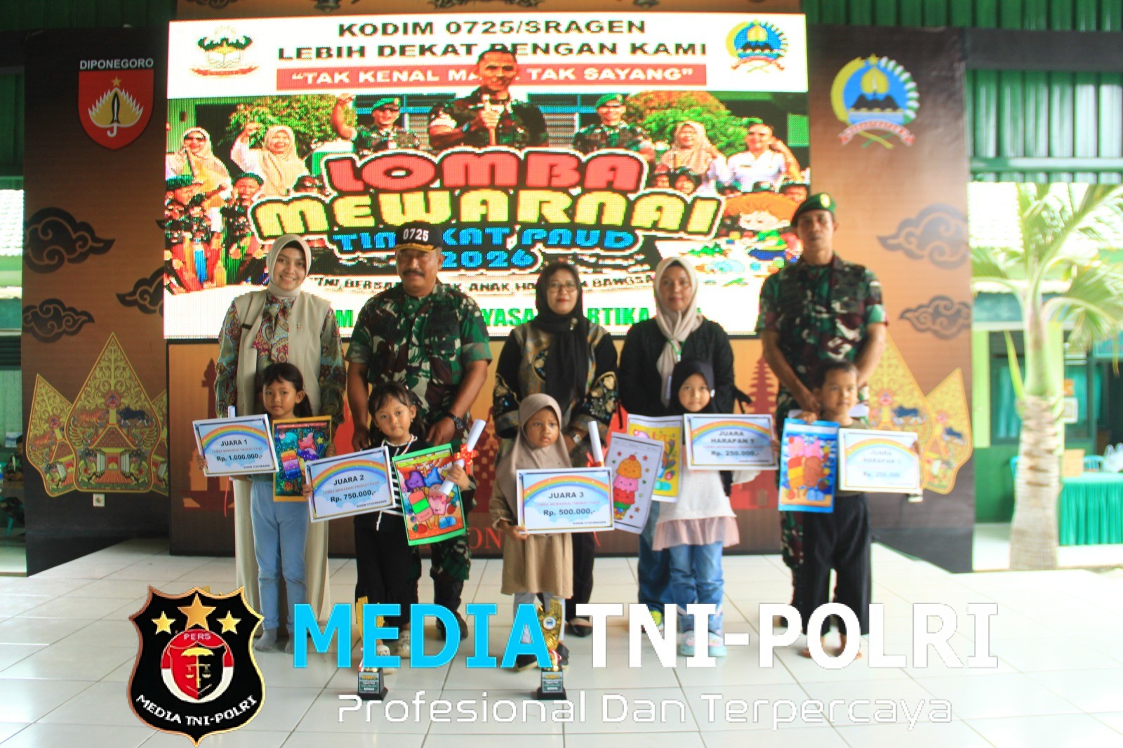 Kodim 0725/Sragen bersama Yayasan Kartika Jaya Gelar Lomba Mewarnai